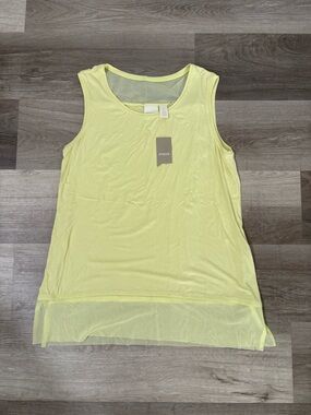 Chico's Lightweight Yellow Mesh-Hem Tank Top